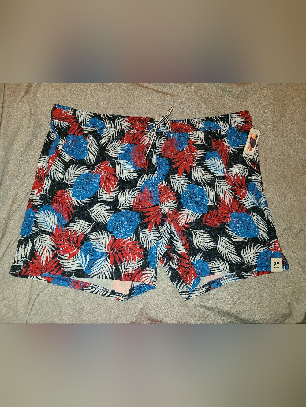 George Men's 3X (48-50) Tropical Leaf Shorts Swim Trunks 7" Inseam